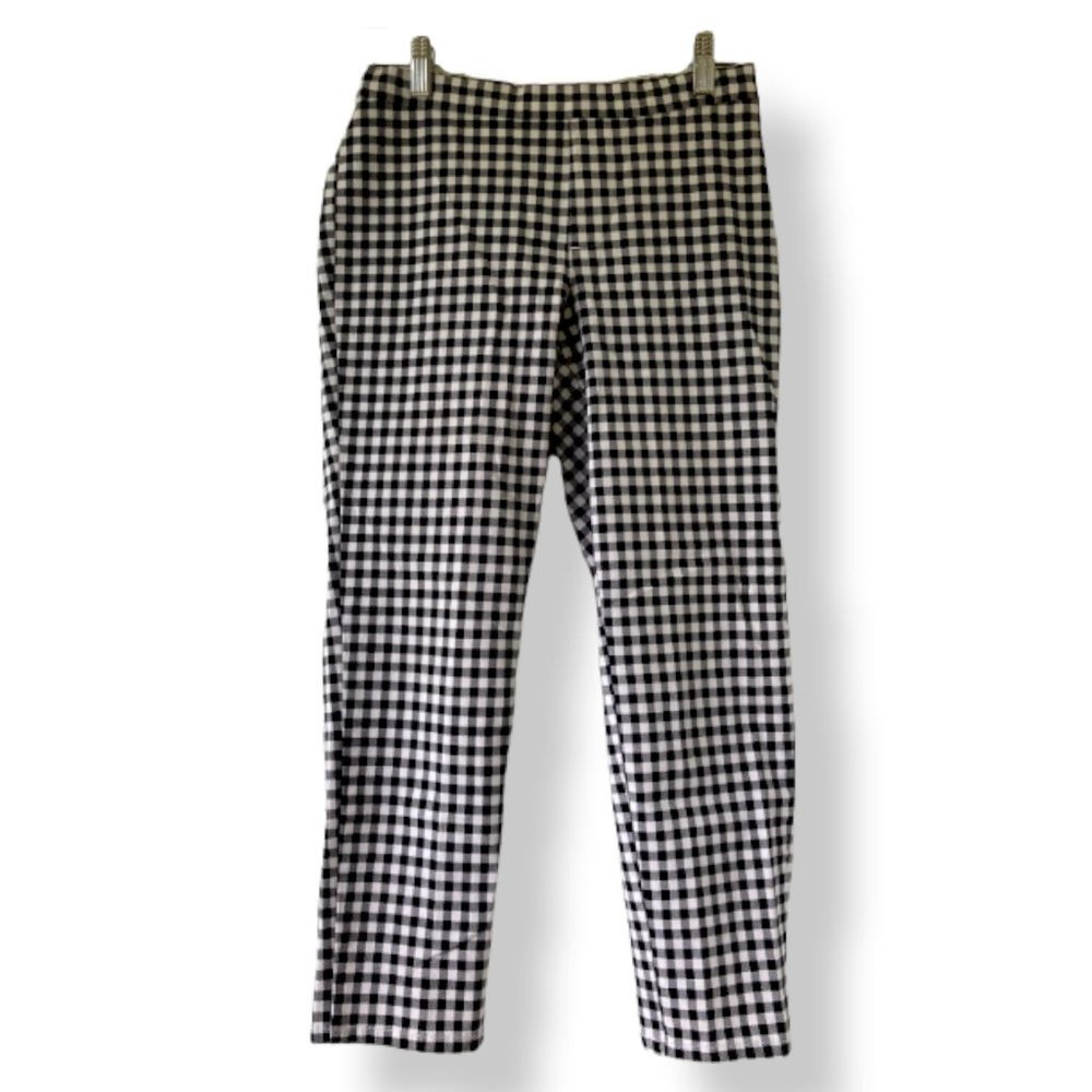Isaac Mizrahi live! Ankle Pants Black/White Checkered Elastic waistband size 4P